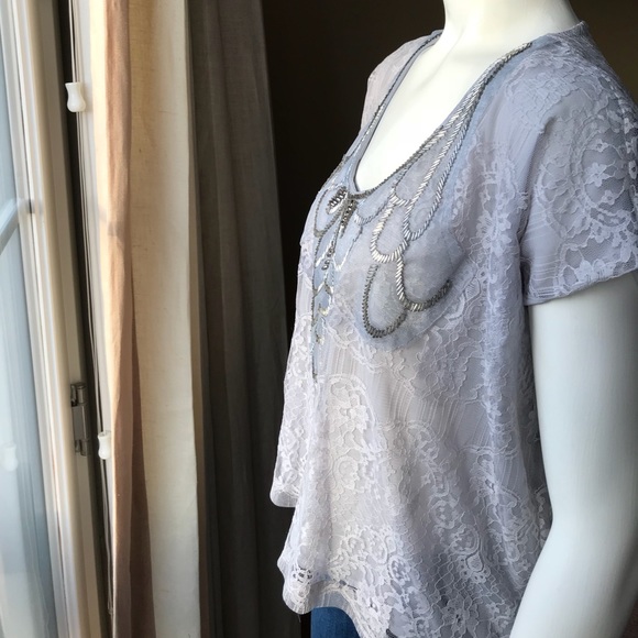 Gray lace Collective Concepts top - Picture 2 of 4